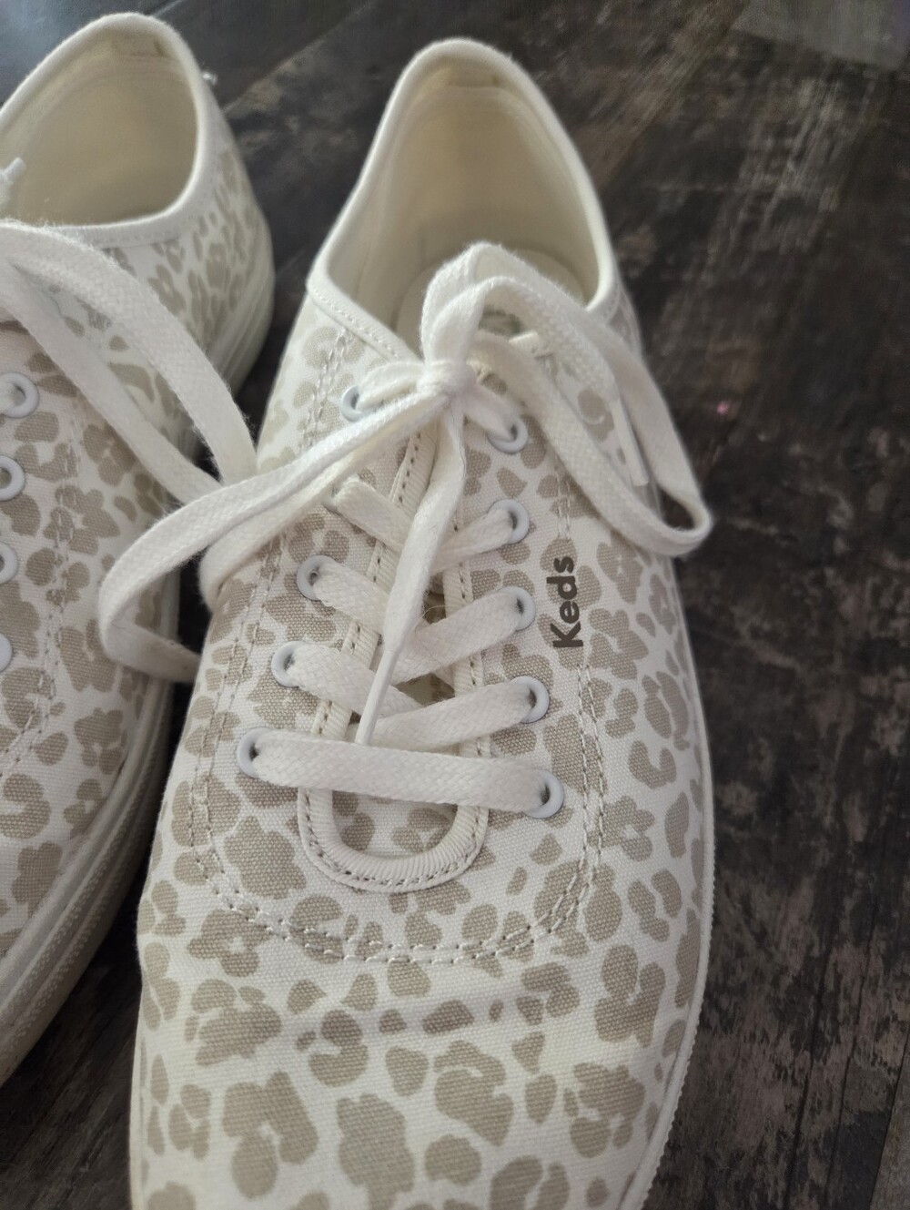 Keds Women's Cream Leopard-Print Lace-Up Sneakers - Picture 6 of 6